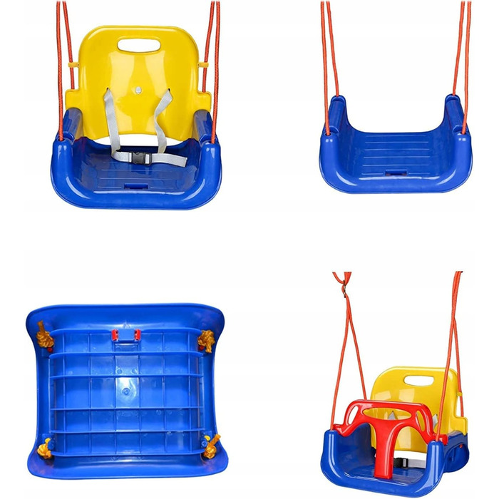 Дитяча гойдалка COIL 3-в-1 для дому та вулиці, регульована спинка, блакитна