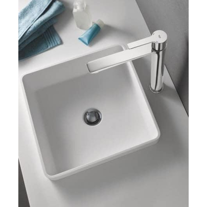 Змішувач для умивальника GROHE StartEdge, економічний, з холодною водою в середній позиції, з поп-ап зливом, 3в1 інструмент, проста установка (23900001), хром, XL