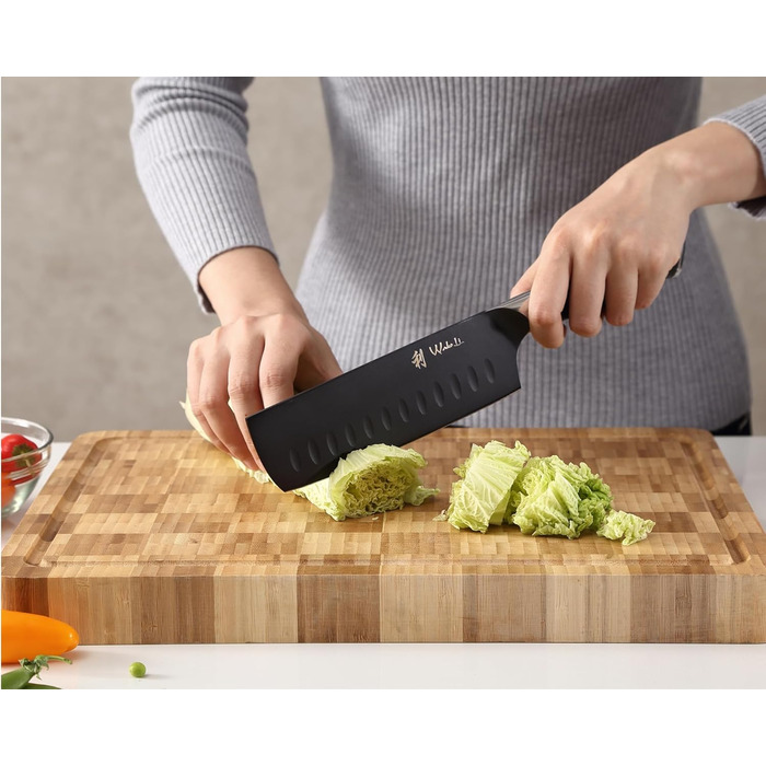 Набір кухонних ножів Wakoli Titanium Noir (5 предметів) з бруском - професійний набір кухонних ножів з титанового покриття, нержавіюча сталь, чорний колір, магнітний бруск