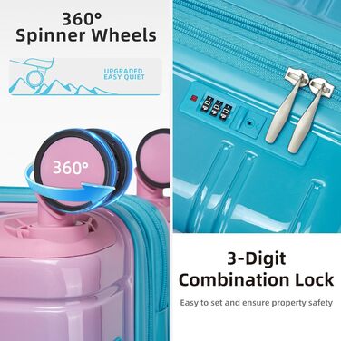 Набір валіз LARVENDER 5-Piece, з жорсткого пластику, розширюваний, з кодовим замком, COTTON CANDY