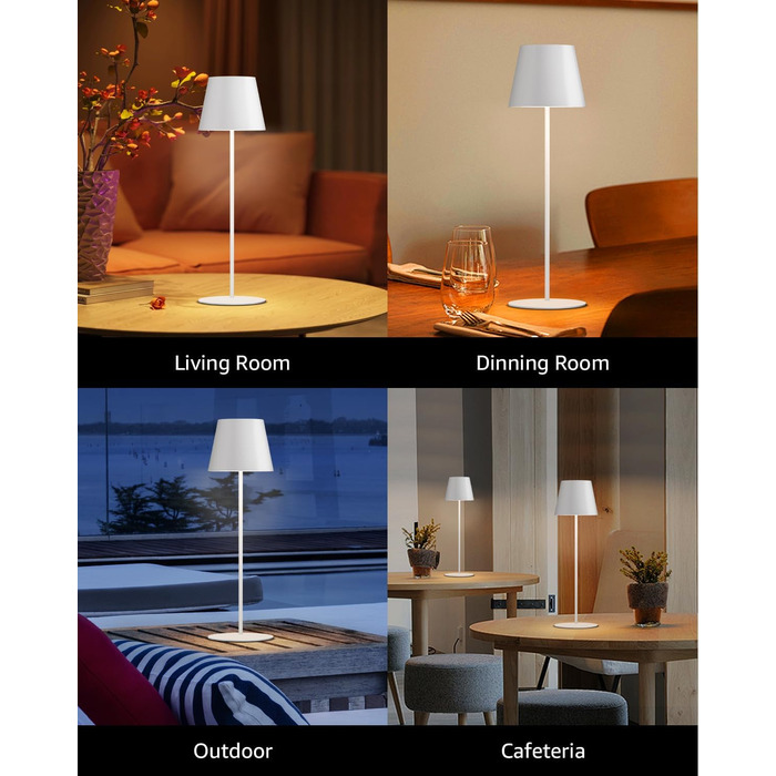 LED-лампа настільна бездротова FUYO, 2 шт. з USB-C зарядкою, регулювання яскравості, 2700K-6000K, для дому та саду (чорна)