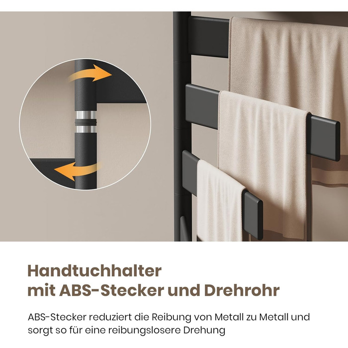 Електричний сушильник для рушників EMKE 180° з полицею, Wifi, 120W, 760x450 мм, чорний