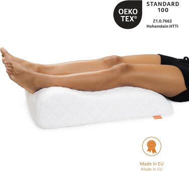 Подушка для ніг Sleepling, подушка для підняття ніг, подушка для ніг, подушка для дорослих, подушка під коліна 40 x 68 x 16,5 см, 100% бавовна, прання 60°C, Ökotex 100, зроблено в ЄС (змінний чохол, змінний чохол - бавовняна суміш)