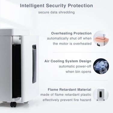 Шредер для паперу P4 з перехресним різанням: 60 хв безперервної роботи, знищення кредитних карт та скріпок. Офісний та домашній шредер з 21л контейнером, тихий, білий (бежевий, 10 аркушів)