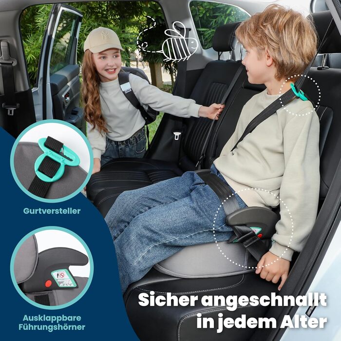 Trunki BoostApak 2-в-1: Автокрісло-бустер з рюкзаком для дітей (6+ років), i-Size, сірий (126-150 см)