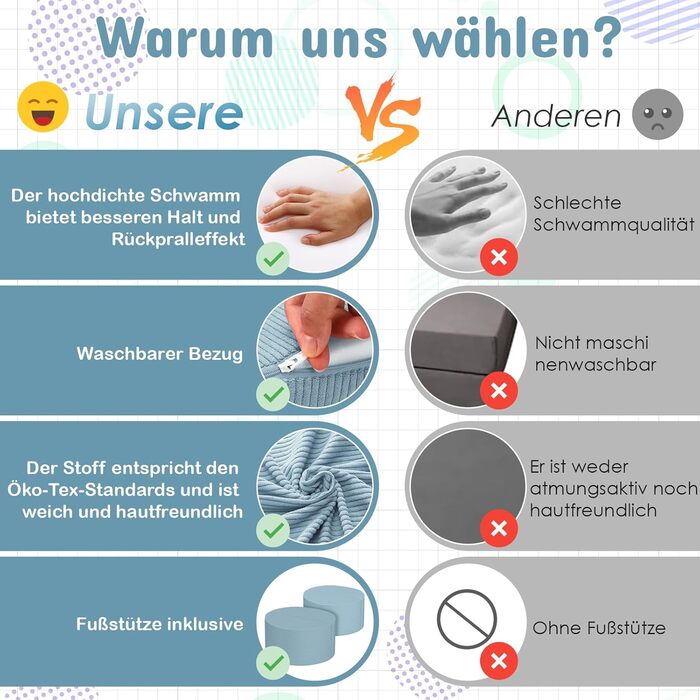 Дитяче ігрове диван-крісло, 15-ти частинний модульний диванчик для дітей, з сертифікатом Oeko-Tex 100, з м'якого велюру (блакитний)