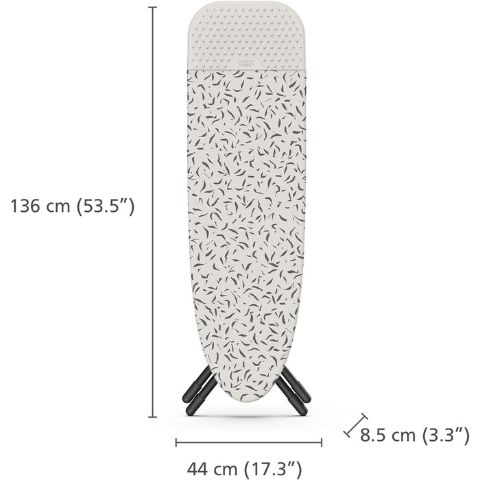 Гладильна дошка Joseph Joseph Glide 135 x 45 см з регулюванням висоти та стійкою до нагрівання поверхнею для прасування, зручне зберігання, 4-шаровий бавовняний чохол (Plus, Ecru, 130 см)