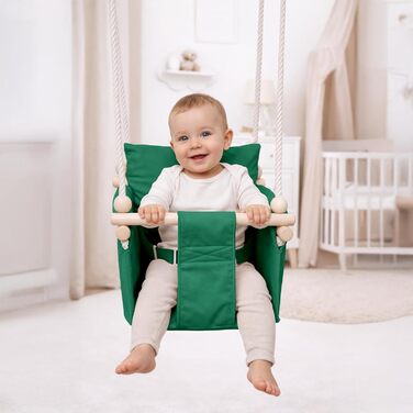 Дитяча гойдалка-крісло MAMOI® для дверей, дерев'яна гойдалка для малюків (Зелений)