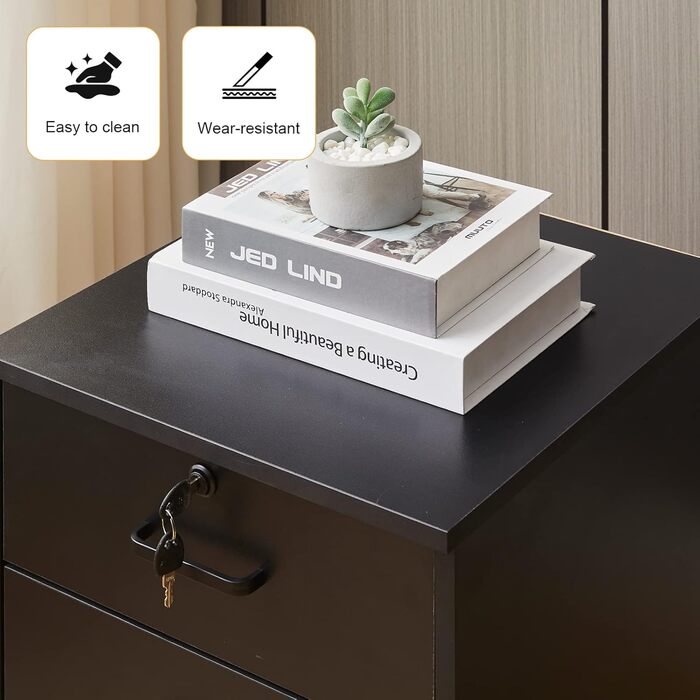 Тумба на колесах TUKAILAI з 3 висувними ящиками, з замком, для офісу, білого кольору