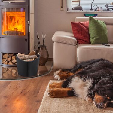 Кошик для дров Relaxdays, штучна шкіра, чорний