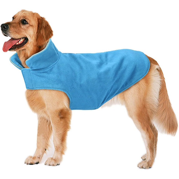 Зимова куртка для собак Bwiv, жилет для великих собак, тепла вітрозахисна куртка для собак, флісовий одяг для домашніх тварин, халат на липучці, для захисту живота, світловідбиваючі зимові куртки, отвір для повідця XXL (довжина спини 43 см, груди 60-72 см