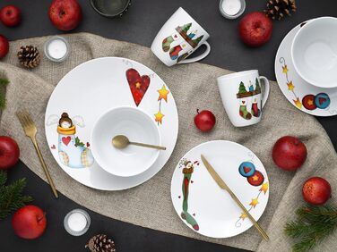 CreaTable Серія Luna: 18-частинний порцеляновий набір посуду для 6 осіб, сніданок, безпечний для миття в посудомийній машині та використання в мікрохвильовці