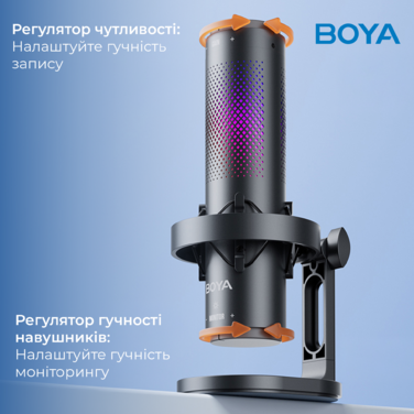 Мікрофон конденсаторний зі зміною діаграми спрямованості BOYA K9 RGB Black