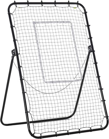 Футбольний відбійник HOMCOM, складні футбольні ворота, відкидна перегородка з 4 регульованими ступенями, металевий каркас для дітей, для дорослих 123 х 73 х 178,5 см, чорний