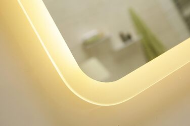 Дзеркало для ванної кімнати Dr. Fleischmann GS084N з LED-підсвічуванням (80x60 см, круглі кути, тепле біле світло)