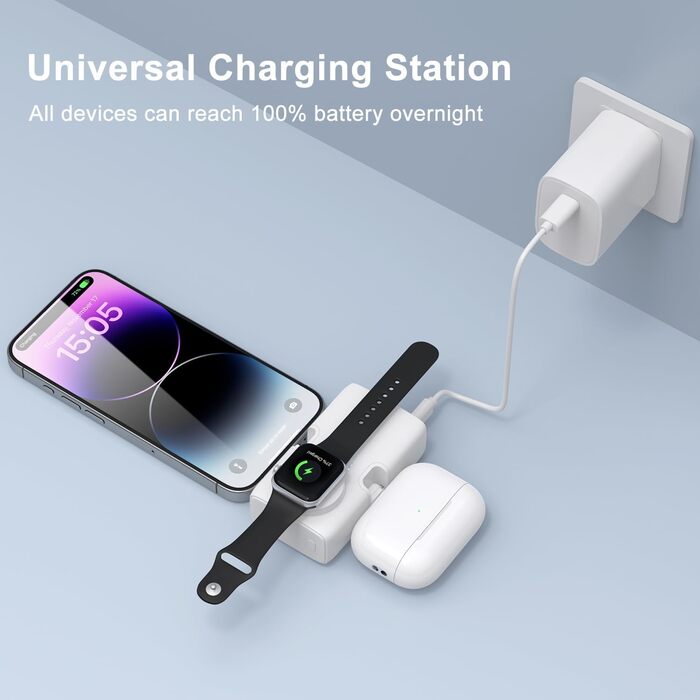 Портативний PowerBank ZIMAOER 4500 мАг, швидка зарядка 12 Вт, Lightning Type-C, для iPhone/Samsung/iPad (білий)