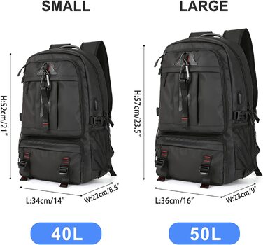 Дорожній рюкзак SZLX 34х22х57 см чорний