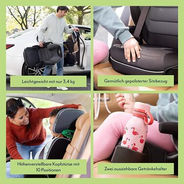 Автокрісло Graco Logico™ L i-Size R 129: 3,5-12 років, 100-150 см, регульовані підлокітники, знімний чохол, кріплення ременем безпеки, чорний колір, Midnight