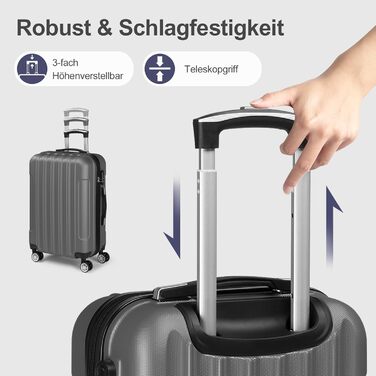 Набір валіз LALAHO 5 шт. з косметичками, ABS, турквіс (смужки)