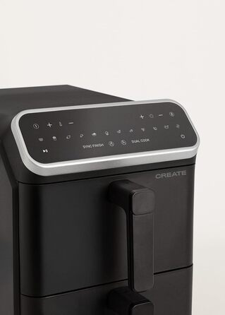 Фритюрниця без олії з пароваркою, 4.2л, 6 програм, скло, 1300W (11.2л Dual Stack, чорний)