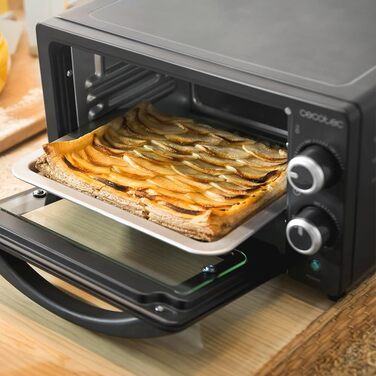 Електрична піч Cecotec Bake&Toast 1090 Black, 10 л, 1000 Вт, таймер 60 хв, регулювання температури до 230ºC, дека, решітка-гриль та щипці з ручкою