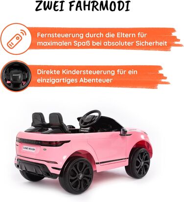 Дитячий електромобіль Range Rover Evoque, ліцензійний, 12V, MP4, шкіряне сидіння, рожевий