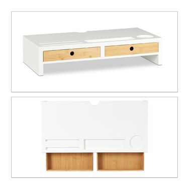 Підставка для монітора Relaxdays білого кольору з висувними ящиками