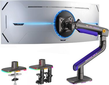 Кріплення для монітора NB Ergonomic для Ultrawide (60 дюймів), RGB, для плоских/вигнутих моніторів, до 20 кг, VESA 75/100 (фіолетовий)