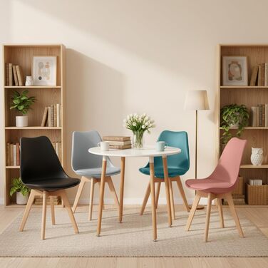Елегантні стільці для обідньої зони EGGREE: дизайн в скандинавському стилі, набір 4 шт., кольори: чорний, рожевий, сірий, бірюзовий