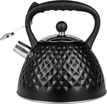 Чайник для плити Induktion 3L, чорний, з авто-свистком, нержавіюча сталь