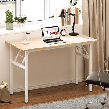 Розкладний комп'ютерний стіл / письмовий стіл 120x60 см з дерева та металу, білий (AC5AW)