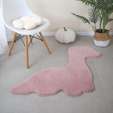 Дитячий килимок SIMPEX Shaggy Dino Shape 80 х 100 см Pink Runner - Kuntsfur Килимок для дитячої Ігровий килимок антиалергенний і екстра м'який - Килимки для дитячої кімнати для хлопчика і дівчинки Дитячий килимок