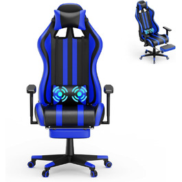 Ігрове крісло AufuN ергономічне з вібромасажем макс 150 кг синє