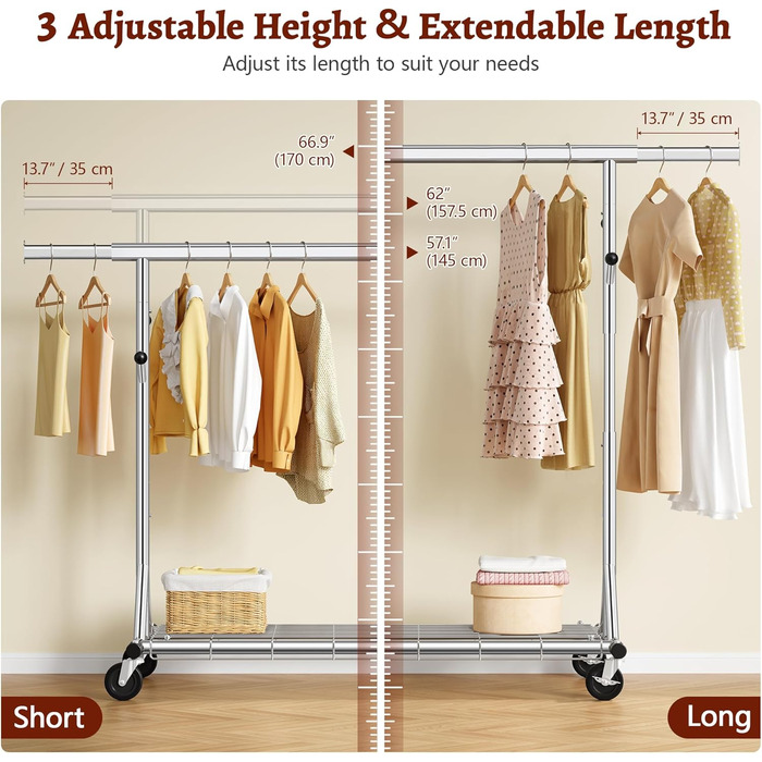 Металевий вішак для одягу на коліщатках FAVOOOSTY, 200 кг, мобільний, швидка установка, 1 стійка