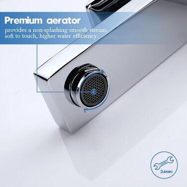 Змішувач для умивальника Decaura, хром, нержавіюча сталь, однорідний, висота виливу 250 мм, для накладних умивальників