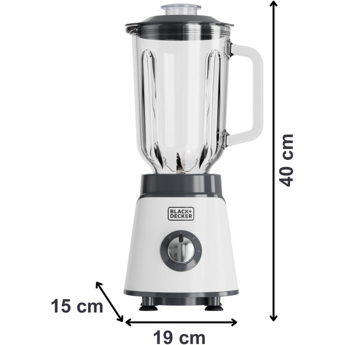 Блендер Black+Decker BXJB1201E 2200W з великим скляним глечиком 2.2L, 8 швидкостей, 6 лез з нержавіючої сталі, функція імпульсу, для смузі та подрібнення льоду, LED-дисплей, система безпеки