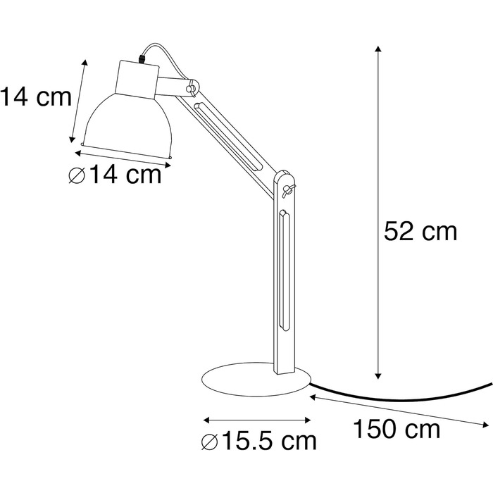Вінтажна настільна лампа чорна/дерево - Woodi - кругла - світлодіодна E14 (60 символів)