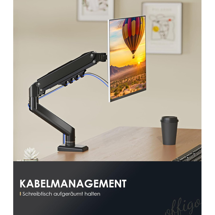 Кріплення для монітора OffiGo: підходить для моніторів 15-32 дюймів, вантажопідйомність до 9 кг, VESA 75/100 мм, чорний