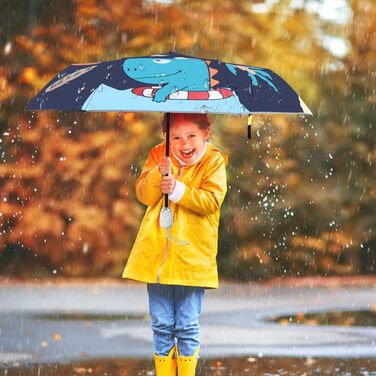 Дитяча кишенькова парасолька ZJRung зі світловідбиваючою складною парасолькою Дитяча парасолька для подорожей Компактна парасолька вітрозахисний міцний динозавр
