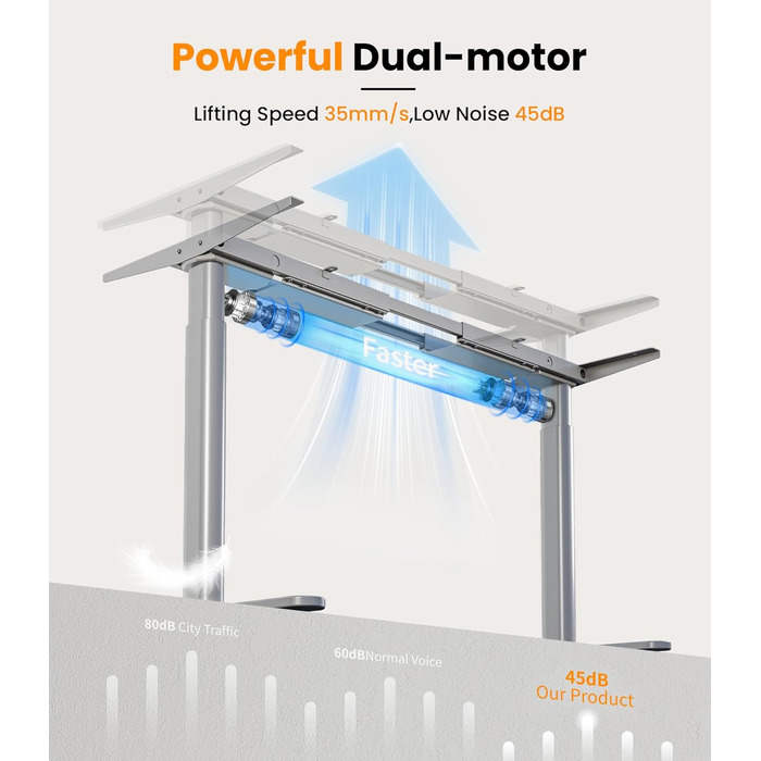 Електричний столик для роботи MAIDeSITe EL2 Pro Art з регулюванням висоти, сірий. Овальне підстав'я, навантаження 180 кг, 4 пам'яті, захист від зіткнень