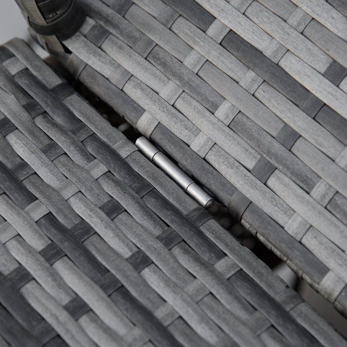 Шезлонг з ротангу з навісом для саду, регульований, з подушками, сірого кольору, 195 x 65 x 40 см