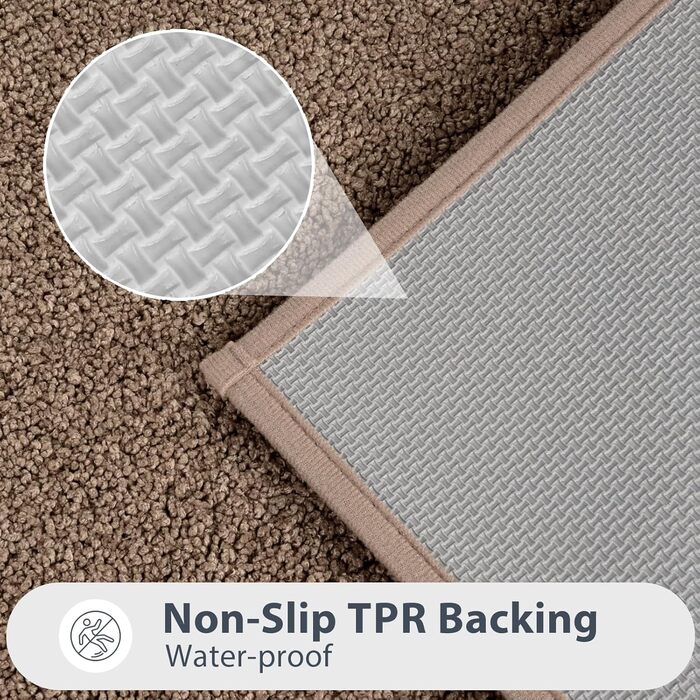 Килимок для ванної кімнати 60 x 150 см, неслизький, миючий, для душу, ванни та підлоги - сіро-коричневий