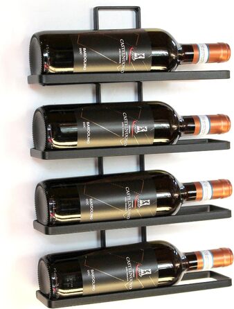 Стінний металевий стелаж для вина DanDiBo чорний, розширюваний (8 пляшок, комплект 2 шт)