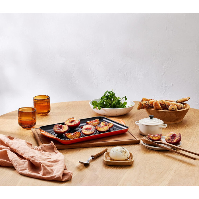 LE CREUSET Гриль-пательня прямокутна чавунна, 33 см, Червона, для всіх плит (індукція)