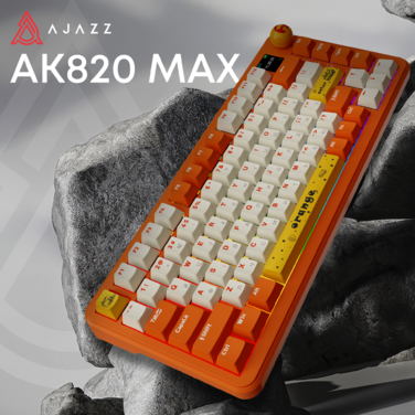 Бездротова механічна клавіатура Ajazz  AK820 MAX  Avocado Switch Orange-White Theme-RGB--With Screen
