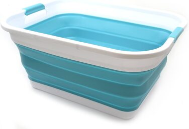 Складна Пластикова корзина для білизни SAMMART 41L-складаний висувний контейнер для зберігання / органайзер-Портативна пральна ванна-компактна Кошик /Кошик (світло-блакитного кольору)