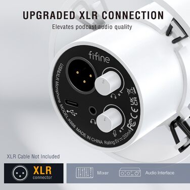 FIFINE K688 - Студійний мікрофон XLR/USB для запису вокалу, подкастів, стрімінгу та ігор. Динамічний, з кардіоїдною характеристикою, кнопкою Mute та 3.5 mm роз'ємом для навушників.
