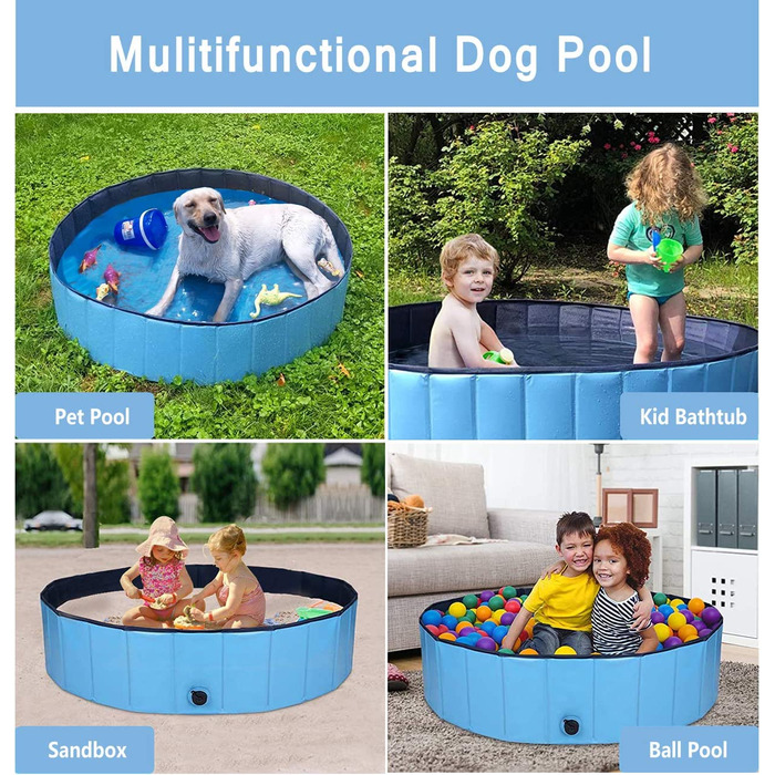Басейн для собак складаний басейн для собак XL 160 см для великих і маленьких собак дитячий басейн для собак екологічно чистий ПВХ нековзний добре герметичний підходить для приміщень і вулиці XL160 см х 30 см (Д 63 х В 12') (М80 см х 20 см (Д 32 х в 8'))