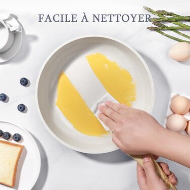 Сковорода з керамічним антипригарним покриттям GiPP – 24 см, здорова, безпечна, для індукційних плит, без PFAS та PFOA, можна мити в посудомийній машині, з прохолодним ручками, білий колір