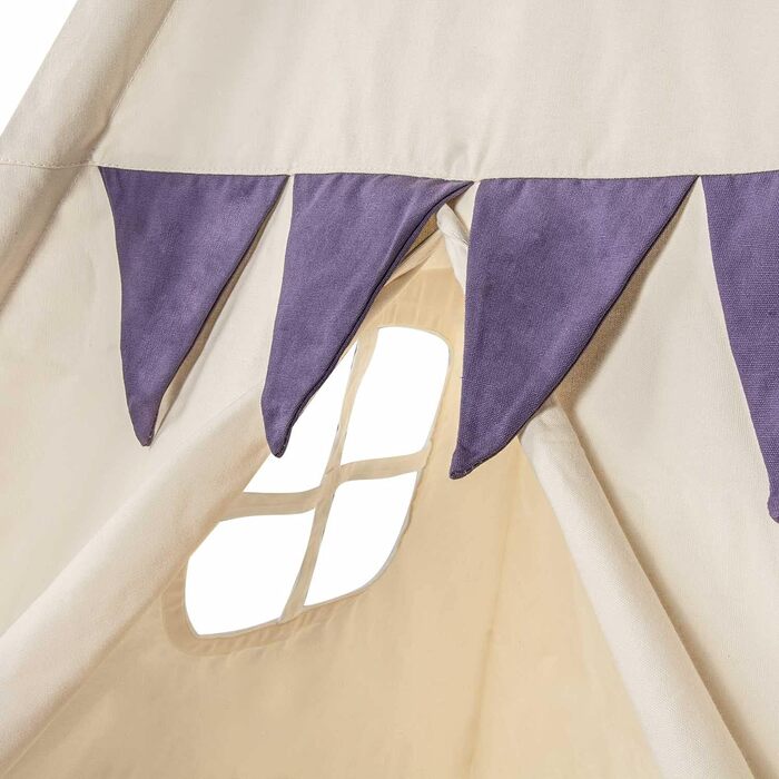 Дитячий намет-типі з натуральних матеріалів Kinder-Spielzelt Tipi - ідеальний подарунок для дитячої кімнати. Намет з бавовни та дерева для гри в приміщенні та на вулиці (Бежевий)